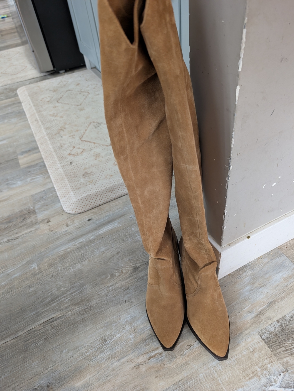 Free People Tan Suede Over-the-Knee Pointed Toe Boots - Women